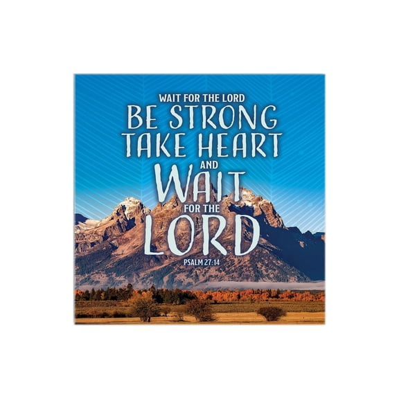 Wait For The Lord Sky Blue Rocky Mountain 12 x 12 Wood Wall Sign Plaque