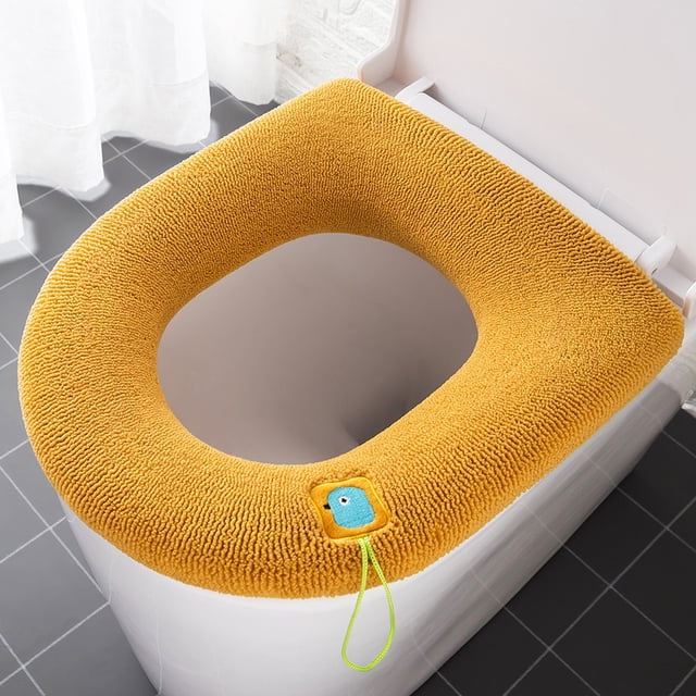 Matsuzay Cubierta cálida para asiento de inodoro, cojín lavable Universal, almohadilla cómoda y elástica, alfombrilla decorativa, calentador Cubiertas para muebles de jardín Amarillo Tipo 2 Matsuzay HA009904-06
