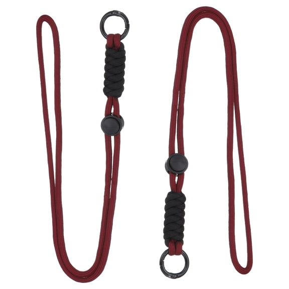 Uxcell 2 Pcs Paracord Lanyard Necklace, Paracord Lanyard with Split Ring & Clip, Color Matching Lanyard for Outdoor Activities, Bag Pendant, Keys, Dark Red & Black