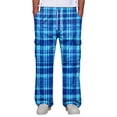 thumbnail image 3 of GrmtClth Mens Cargo Pants Lightweight Plaid Wide Leg Joggers Multi Storage Pockets Elastic Waist Travel Street Pants Royal Blue S, 3 of 8