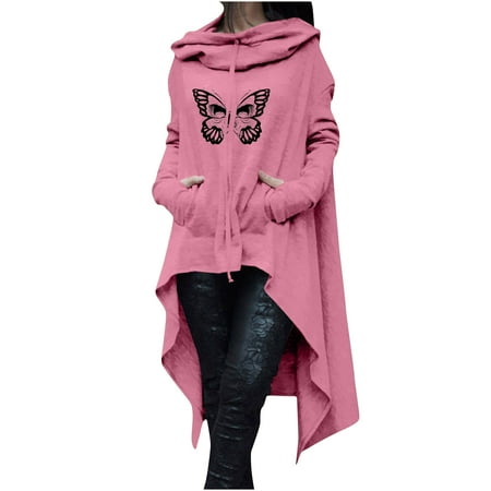 

Bospose Winter Shirt For Girls Long Sleeve Shirt Women Black Top Pink Bustier Top Women Plus Size Casual Loose Print Medium And Long Tops Hood Sweatshirts Women Blouse 588-672 Autumn And Mid-Length Sw