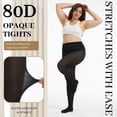 thumbnail image 5 of Plus Size Tights for Women, CaiDieNu Womens Tights, 80D Semi Opaque High Waist Pantyhose, Control Top Plus Size Tights, 2 Pairs, 5 of 7