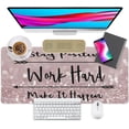 thumbnail image 1 of Motivational Mouse Pad - Stay Positive Work Hard Make It Happen Mousepad, Large Non-Slip Rubber with Stitched Edges Desk Mouse mat for Computer, Laptop, Office, Home - Pink (31.5x15.7 in), 1 of 5