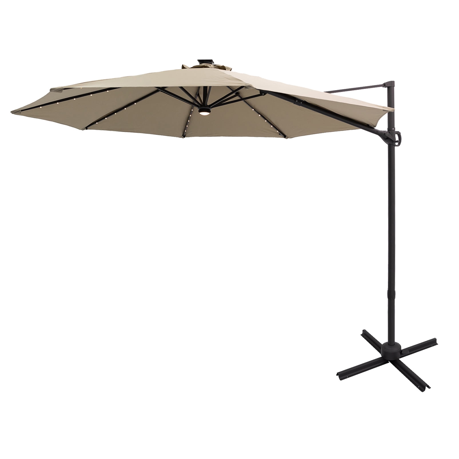 FLAME&SHADE 10 ft Cantilever Offset Outdoor Patio Umbrella with Solar