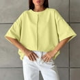 thumbnail image 3 of Iyufng Womens Crew Neck T-Shirt Front Vertical Seam Drop Shoulder Oversized Short Sleeve Loose Solid Casual Daily Top, 3 of 7