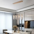 thumbnail image 3 of 4-Light Modern Crystal Pendant Light, Cylinder Chandelier Lamp Hanging Ceiling Light Fixture with Adjustable Chain for Kitchen Island Dinning Room Bedroom Gold, 3 of 8