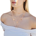 thumbnail image 3 of EeaseMX Collar multicapa con cuentas redondas de luna para clavícula, joyería de regalo, accesorio para el cuello para mujer (dorado), 3 of 7