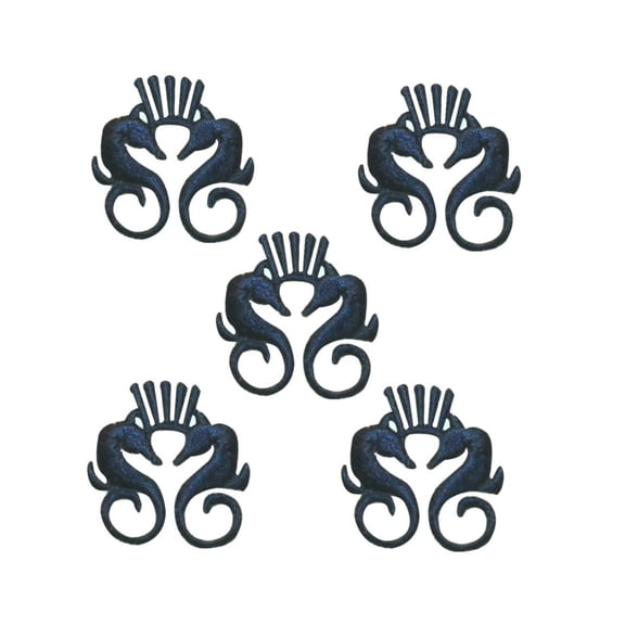 ID 0309 Lot of 5 Blue Seahorses Emblem Patch Embroidered Iron On Badge Applique