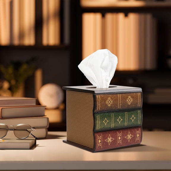Classic Retro Wooden Tissue Box Cover Square Holder Antique Finish Decorative Napkin Dispenser for Home Bathroom Living Room Office Car Kitchen