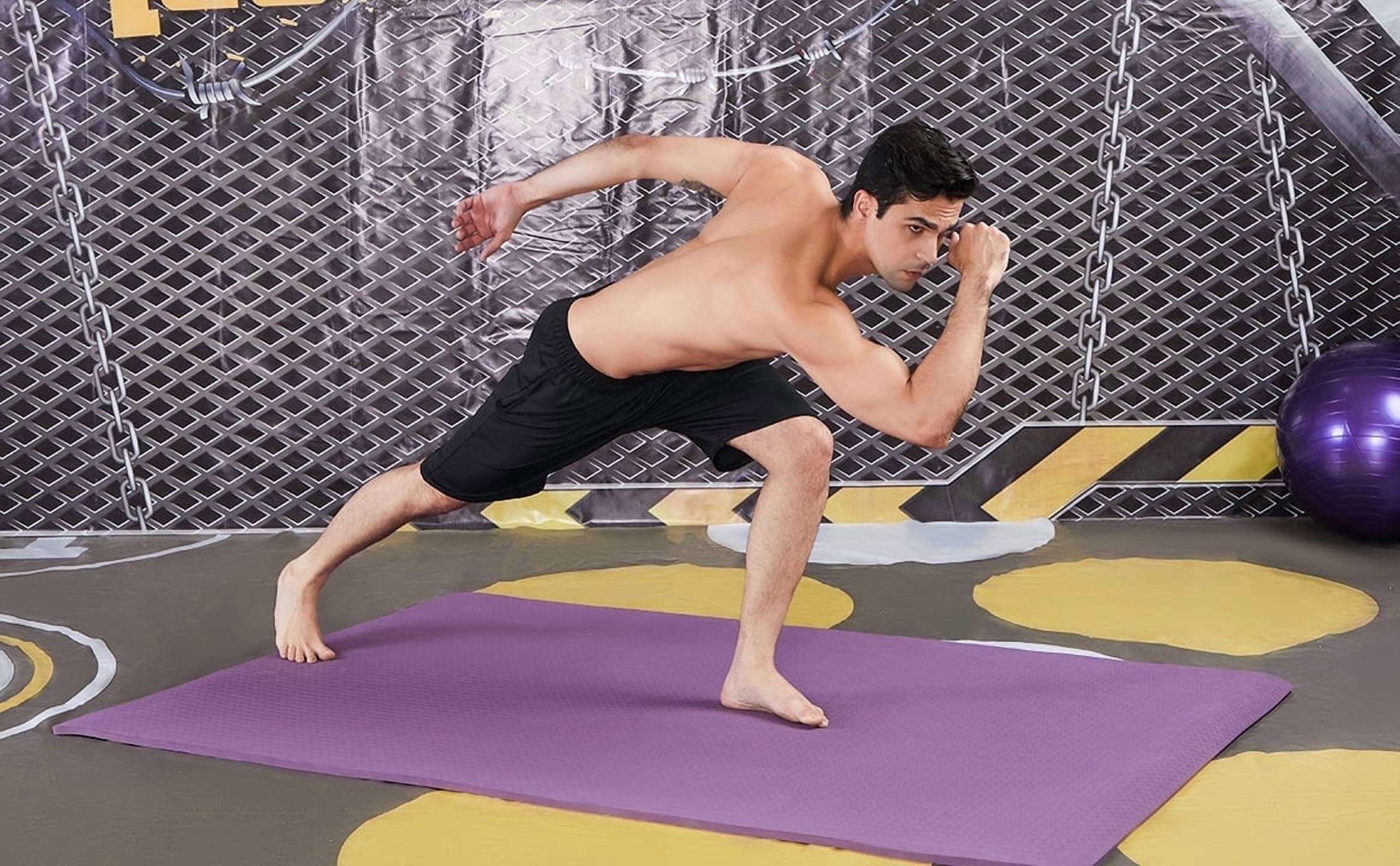 YR Large Exercise Mat 1/2" Thick TPE 78"X51" Yoga Heavy Duty Workout Gymnastic Mat, Purple