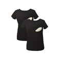 thumbnail image 2 of LVMA2500 - 2 Pack - 100% premium Cotton - Women short Sleeve Nursing Maternity T-Shirt 2 Piece Set, 2 of 16