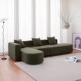 thumbnail image 3 of 110" L Shape Modern Sectional Sofa, Boucle Fabirc Curved Couch with Left Facing Sectional Chaise Lounge & Thicked Cushions, 3 Seat Corner Sofa Couch for Living Room, Office, Apartment, Green, 3 of 8