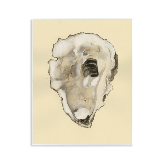 Stupell Industries Beige Oyster Shape Nautical & Beach Painting Unframed Art Print Wall Art, 11 x 14