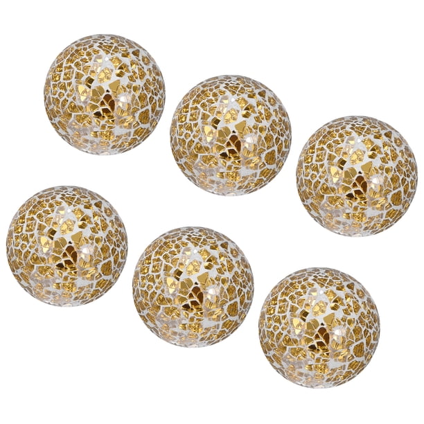 Bola decorativa Uxcell para tazones, 2.4 pulgadas, rellenos decorativos de vidrio mosaico dorado