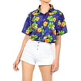 thumbnail image 5 of HAPPY BAY Button Down Shirt for Women Floral Summer Beach Party Blouse Shirt Hawaiian T-shirts Short Sleeve Vacation Dress Shirts Colourful Blouses for Women M Tropical Bird, Blue, 5 of 5