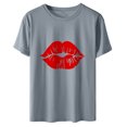thumbnail image 1 of Camiseta de mujer Camisetas divertidas y lindas de manga corta Camiseta de otoño Hearth Love Camiseta de regalo Tops Blusa Regalo para parejas Pompotops  hfajkhk124815, 1 of 6