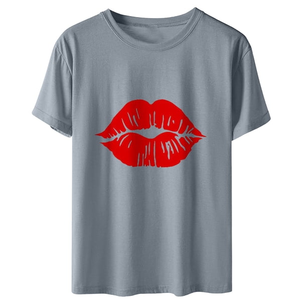 Camiseta de mujer Camisetas divertidas y lindas de manga corta Camiseta de otoño Hearth Love Camiseta de regalo Tops Blusa Regalo para parejas Pompotops hfajkhk124811