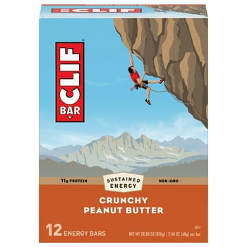 Clif Bar Energy Bars, Crunchy Peanut Butter, 11g Protein Bar, 12 Ct, 2.4 oz