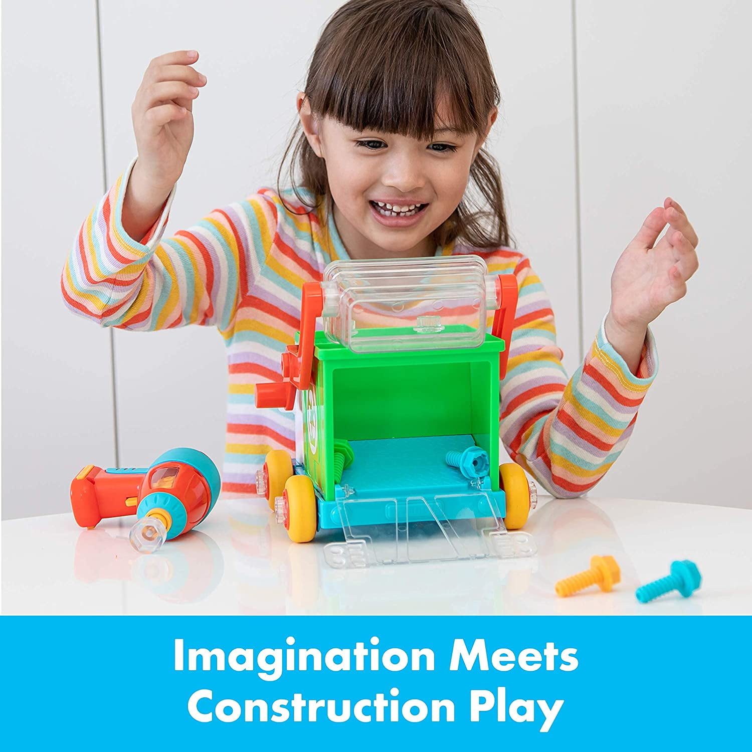 Educational Insights Design and Drill Bolt Buddies Pick-it-Up Truck, STEM Construction Toy, Ages 3+