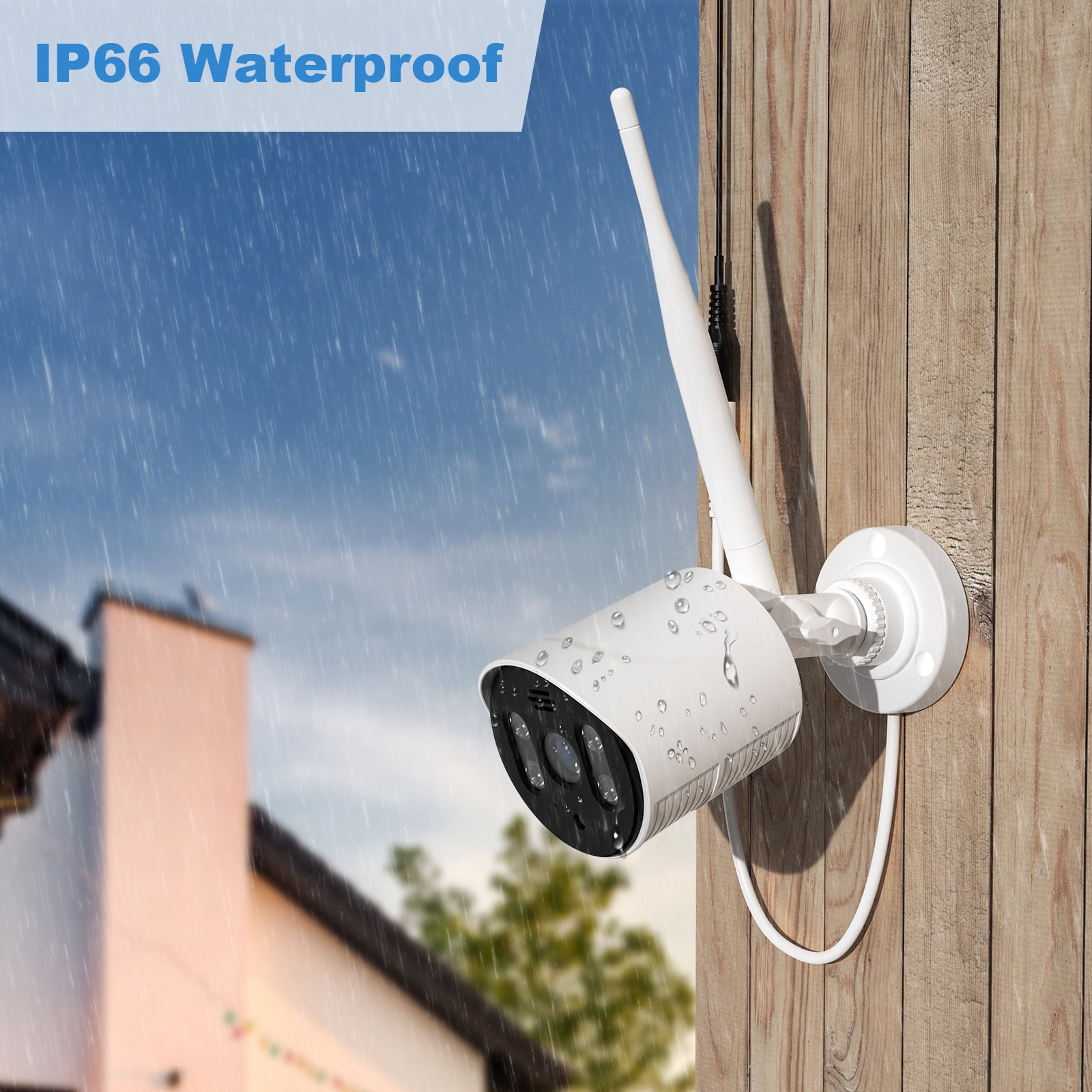 TOPVISION 4Pcs Wireless 1080P 8CH 3MP Surveillance Cameras with Color Night Vision, IP66 Waterproof, Wi-Fi APP Control