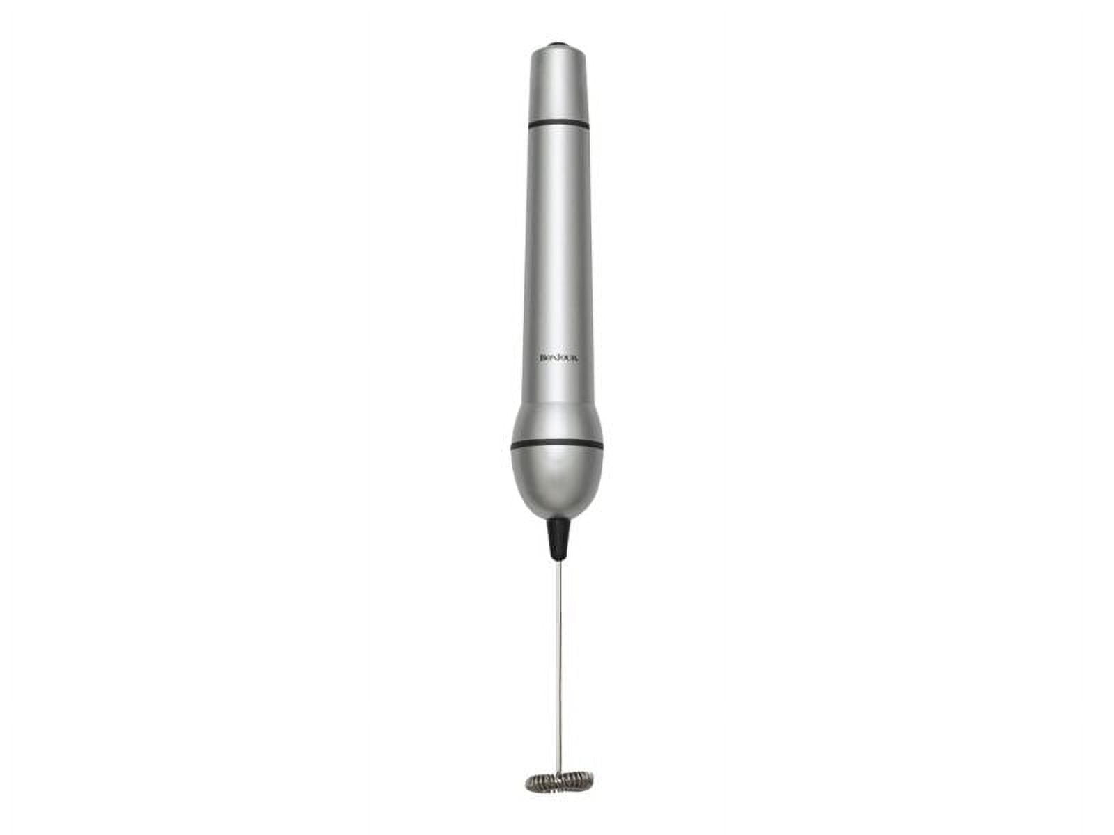 Bonjour Coffee Hand-Held Battery-Operated Mini Beverage Whisk/Milk Frother,  Small, Silver
