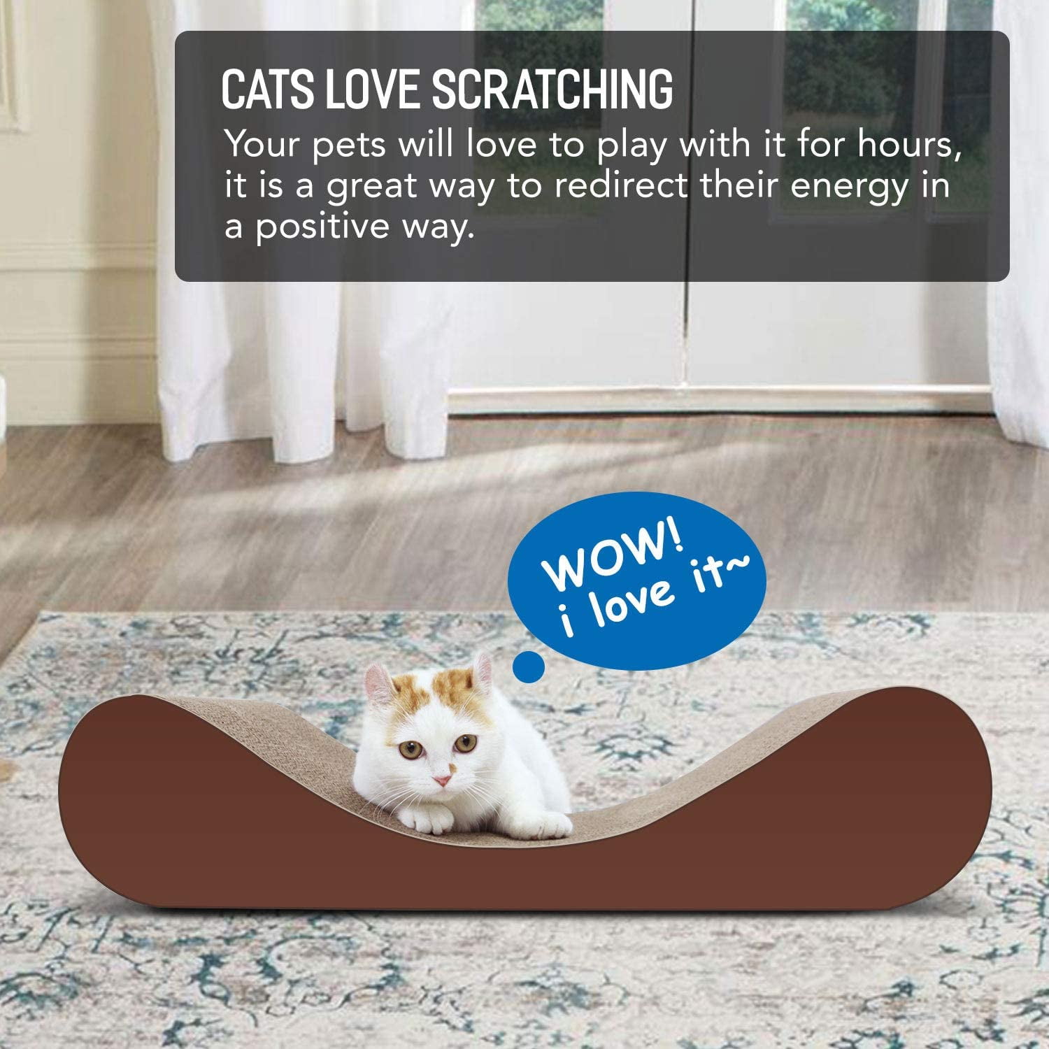 Pefilos 23" Cat Scratcher Cardboard Bed Bone Cat Scratching Pads Corrugated Cat Scratch Toy, Brown Pefilos 23" Cat Scratcher Cardboard Bed Bone Cat Scratching Pads Corrugated Cat Scratch Toy, Brown