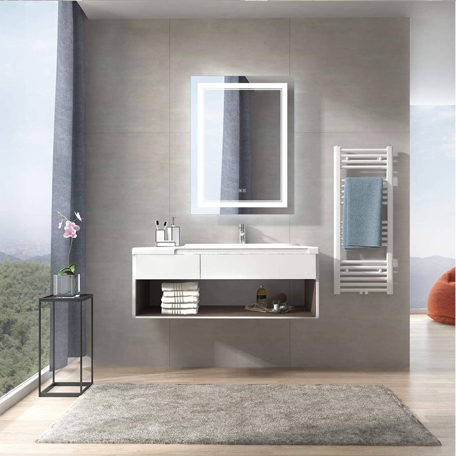 Slang 32x40 inch LED Mirrors for Bathroom Wall Mounted Mirror Anti Fog Dimmable Memory Makeup Mirror Touch Button Adjust Light Brightness Horizontally/Vertically+IP54 Waterproof High Lumen+CRI 95 Slang 32x40 inch LED Mirrors for Bathroom Wall Mounted Mirror Anti Fog Dimmable Memory Makeup Mirror Touch Button Adjust Light Brightness Horizontally/Vertically+IP54 Waterproof High Lumen+CRI 95