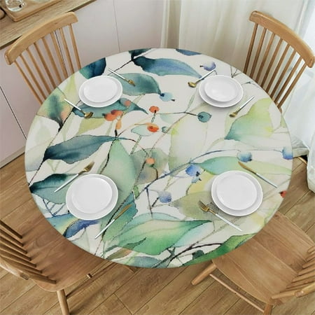 

BCIIG Watercolor Round Table Cover Stain Resistant Kitchen Dining Wedding Parties Waterproof Fabric 100% Polyester 54-58