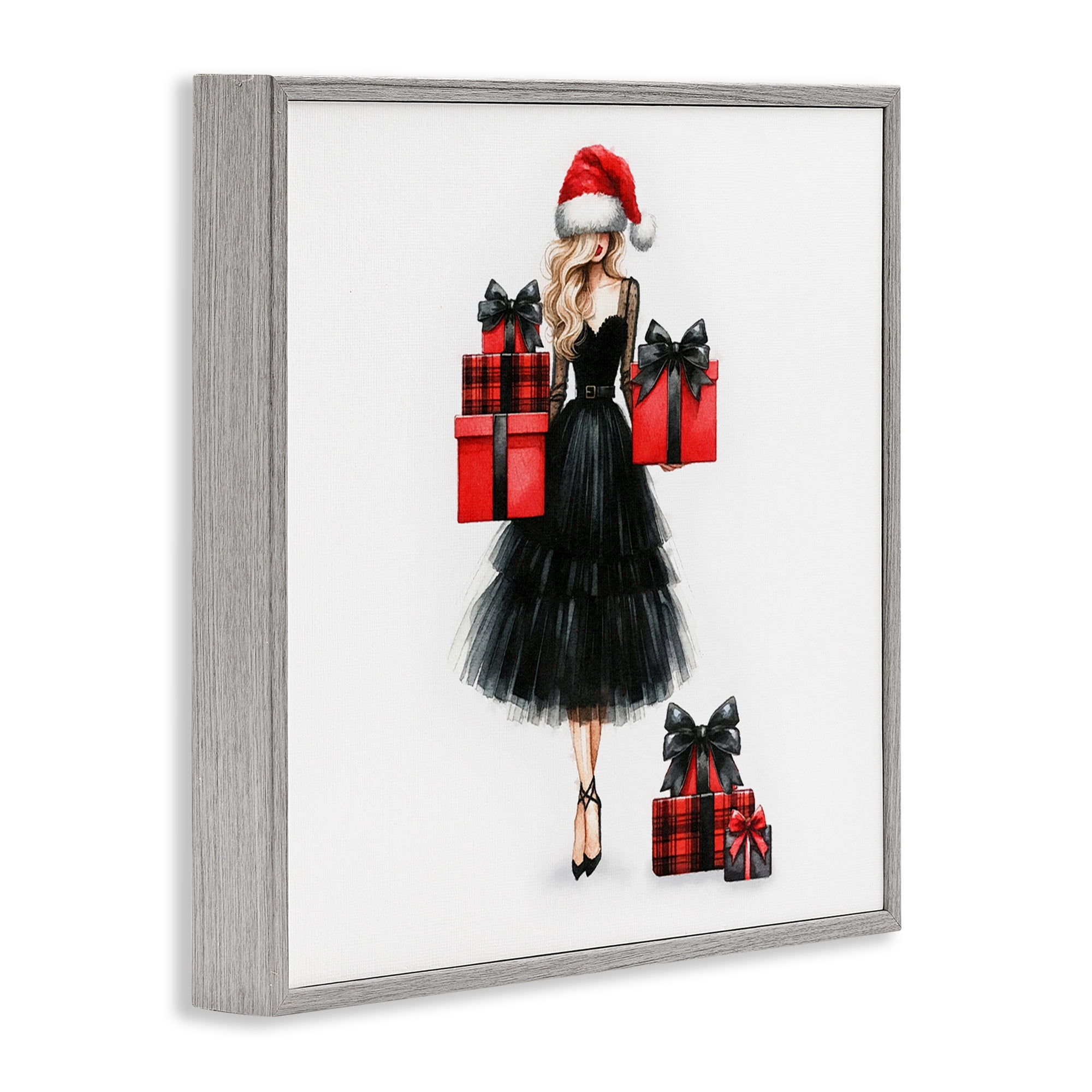 Stupell Industries Fashionable Holiday Shopping Holiday Painting Gray Framed Art Prints Wall Art, 24 x 24