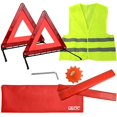 thumbnail image 1 of W829 Car Safety Triangle Warning Kit, Set of 3 Roadside Emergency Kit with Reflective Warning Triangle,Visibility Roadside Vest, LED Road Flares Emergency Lights, 1 of 1