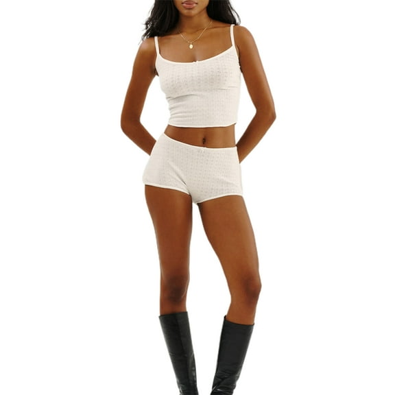 Michellecmm Women 2 Piece Pajamas Set Bow Sleeveless Camisole and Elastic Shorts Loungewear Soft Sleepwear for Nightwear