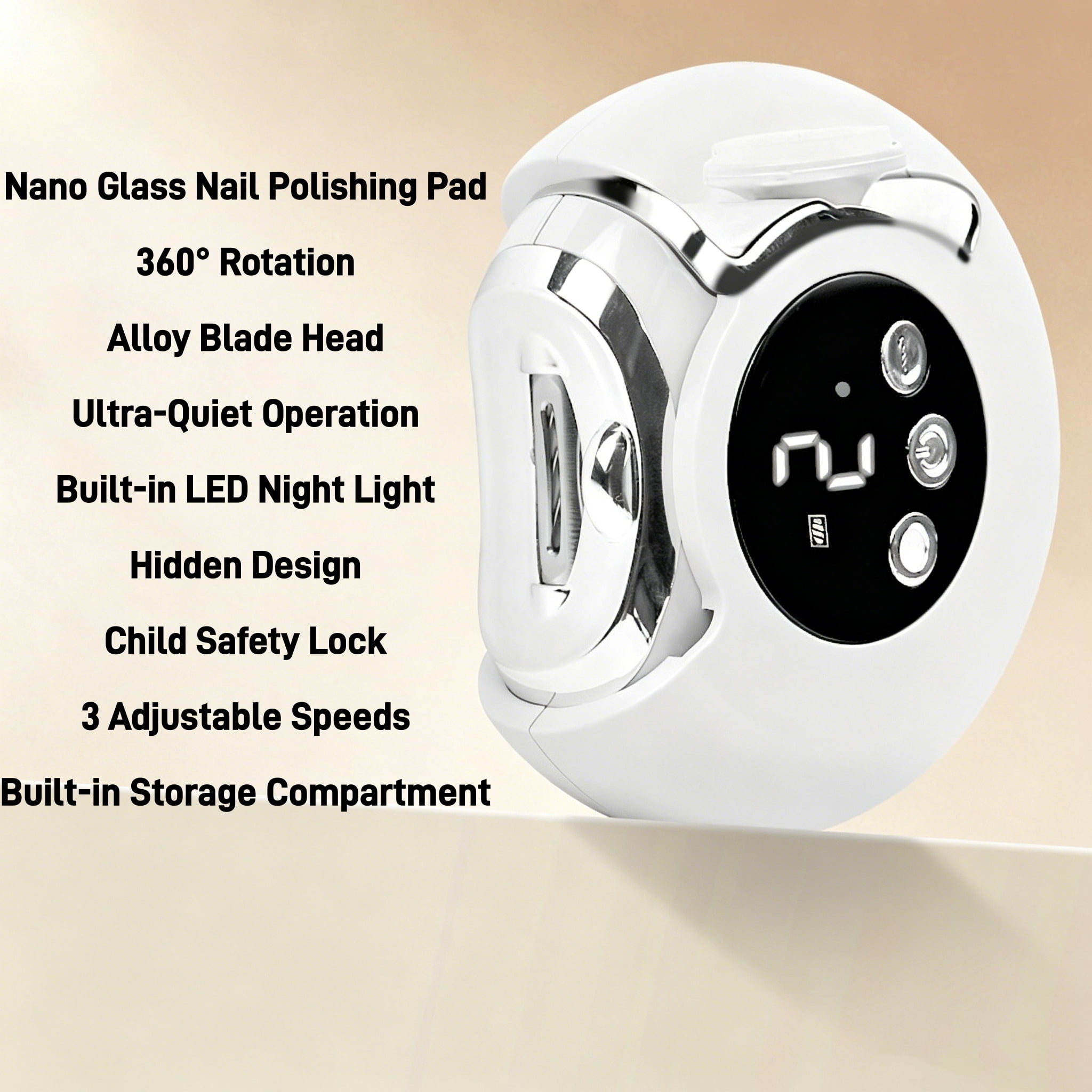 3-in-1 USB Rechargeable Electric Nail Clippers, 360° Rotating Quiet Nail Trimmer with LED Light for Baby Kids Adults Purple.