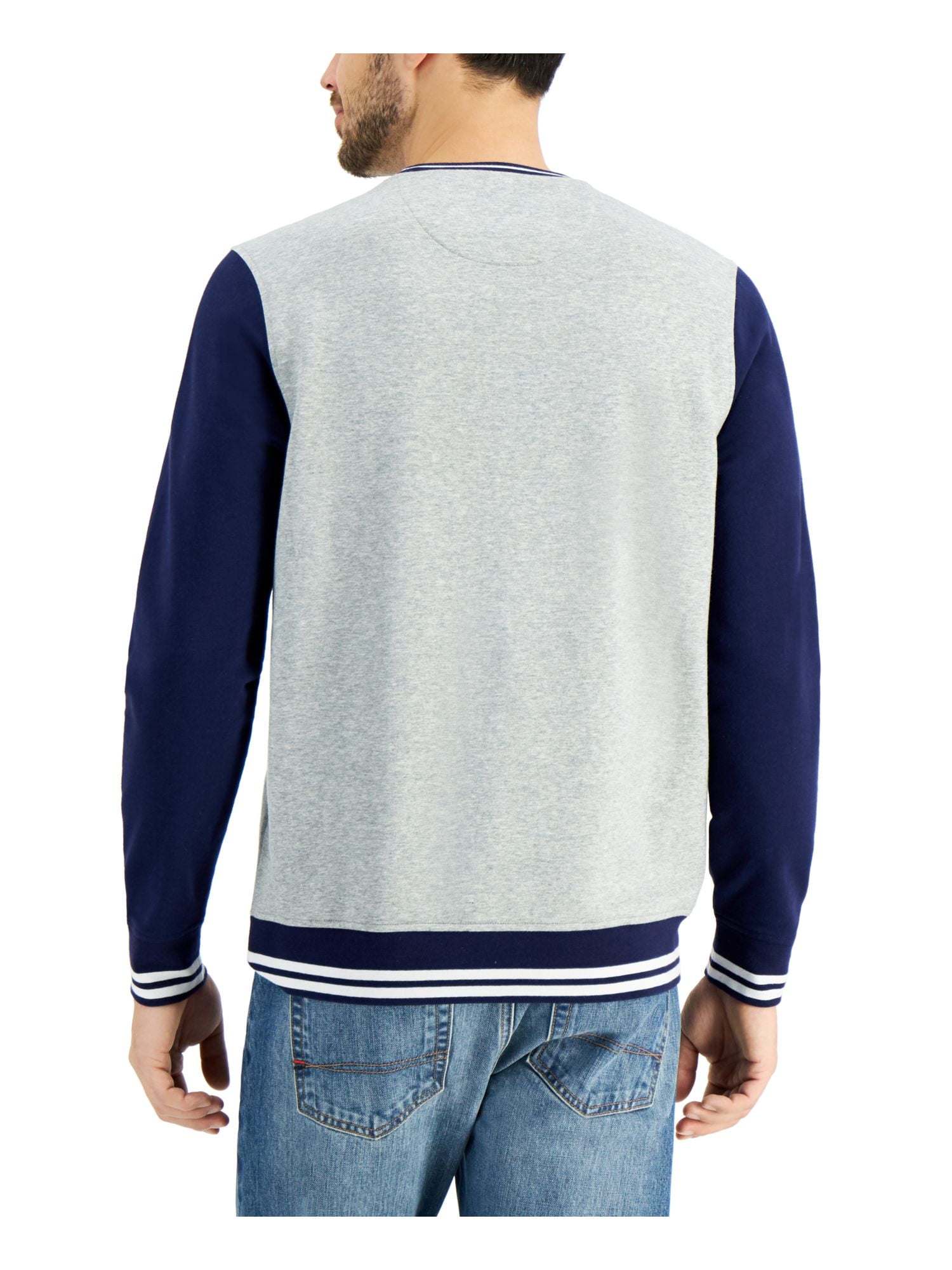 CLUBROOM Mens Gray Color Block Crew Neck Sweatshirt S