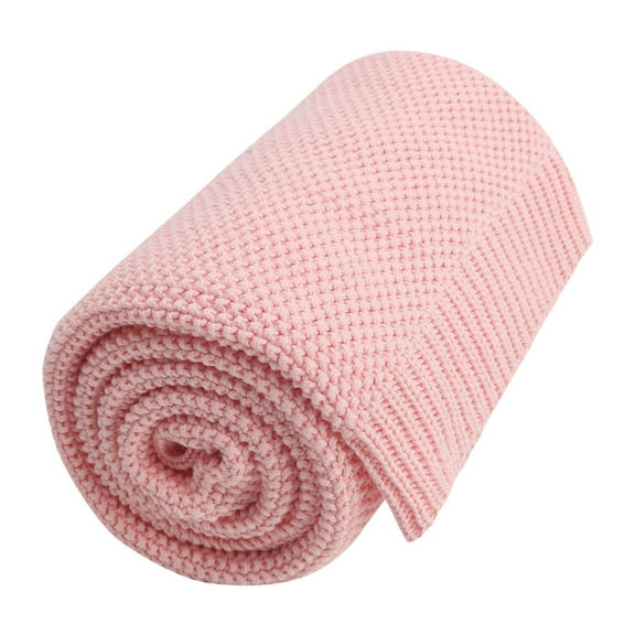 Unique Bargains 100% Cotton Knit Throw Blanket, Pink, Standard Throw