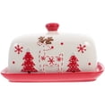 thumbnail image 1 of CIMAXIC Plat à Beurre Style de Noël Plat à Beurre Délicat Boîte à Beurre en Céramique Contenant à Beurre avec Couvercle,7.48"X5"X4.17 Pouces, 1 of 5