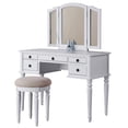 thumbnail image 1 of Poundex Furniture Wood Vanity Set with Mirror and Stool in White Color, 1 of 2
