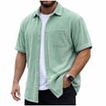 thumbnail image 3 of Vetsdori Mens Corduroy Tops Short Sleeve Big and Tall Work Button up Summer Pocket Casual Stylish Shirts for Men Collar, 3 of 7