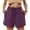 Purple, variant on NAFUU Womens Casual Shorts Drawstring Comfy Elastic Waist Shorts Summer Pull On Short With Pockets Solid Color Loose Beach Shorts Stretchy Denim Shorts