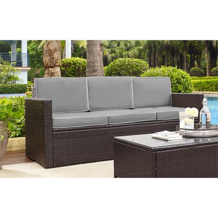 Crosley Palm Harbor Wicker Patio Sofa In Brown And Gray Walmart Canada