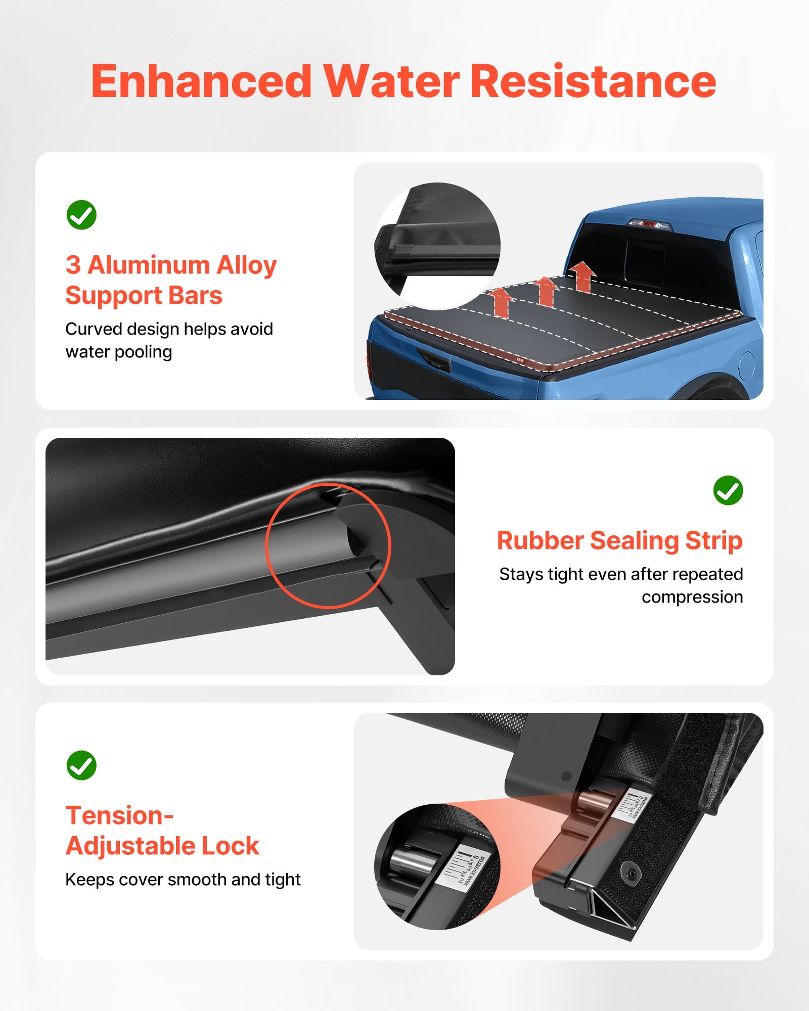 VEVOR Soft Roll-Up Truck Bed Tonneau Cover,