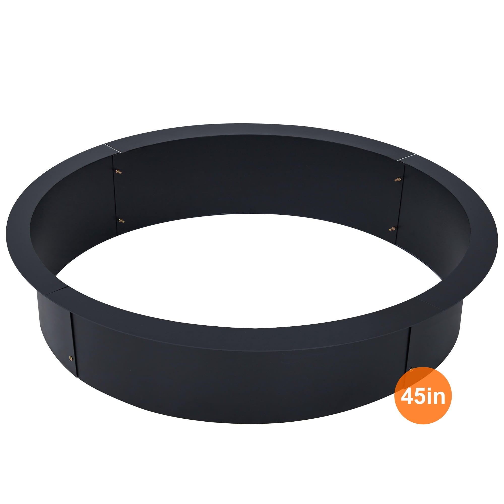 Fire Pit Ring Insert for Outside Wood Burning, 45 Inch Outer Ruond DIY Outdoor Fire Pit Liner Ring, 2.5mm Solid Metal Steel, for Backyard, Camping, Bonfire