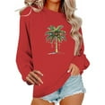 thumbnail image 4 of Women's Merry Christmas Fleece Lined Sweatshirt - Cute Tree Graphic Crewneck Long Sleeve Top, Soft Festive Winter Holiday Outfit, 4 of 6