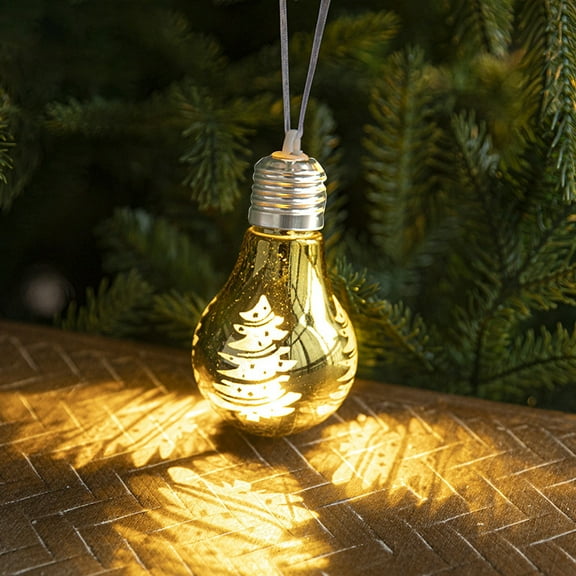 JVBTVB Christmas Tree Light Up Ornaments – 6-Pack Assorted Electroplated Glowing Ball Pendants with Battery-Powered LED, On/Off Switch, for Holiday Tree, Fireplace & Wall Decor (8cm / 3.15in)