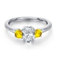 thumbnail image 3 of Gem Stone King 925 Sterling Silver White Topaz and Yellow Sapphire Engagement Ring for Women | 1.32 Cttw | Oval 7X5MM | Gemstone November Birthstone | Size 6, 3 of 6