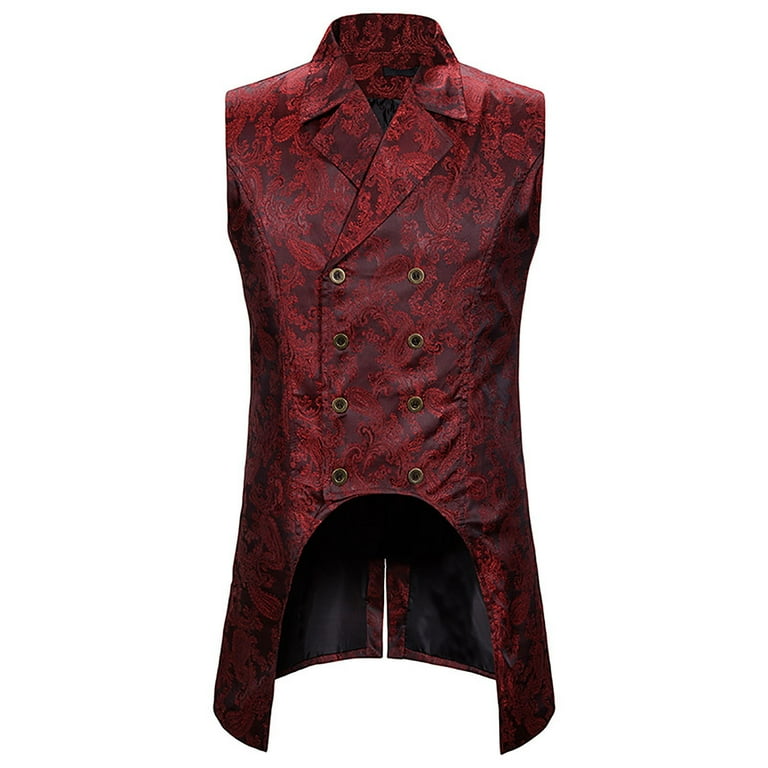 Lolmot Mens Fashion Retro Asymmetrical Mid Length Tuxedo
