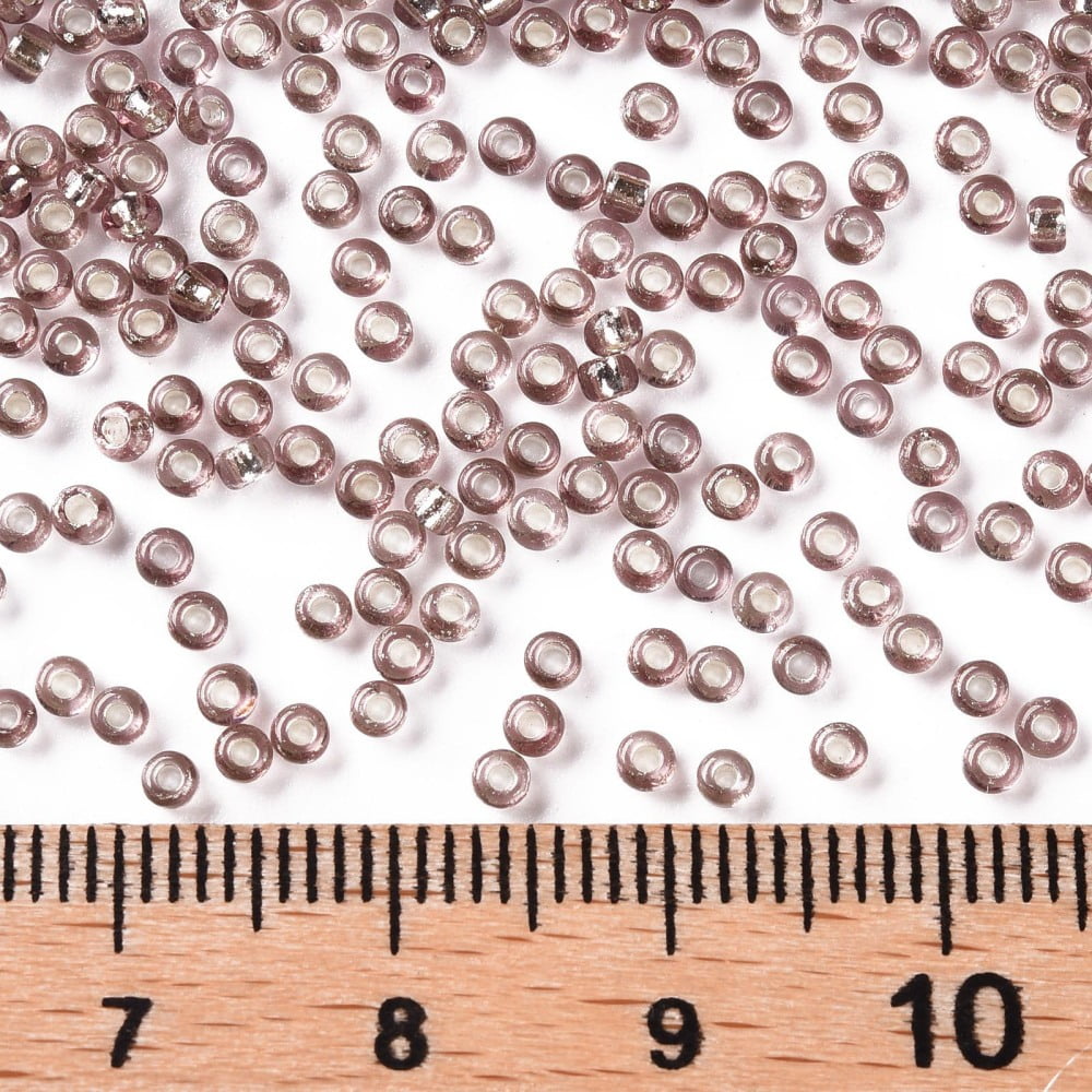 12/0 Grade A Round Glass Seed Beads Silver Lined Rosy Brown 12/0 2x1.5mm Hole: 0.3mm about 30000pcs/bag