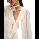 thumbnail image 2 of Cárdigan de Encaje con Volantes y Cuello en V para Mujer, Estilo Francés, con Bufanda, para y Verano Marfil M, 2 of 8