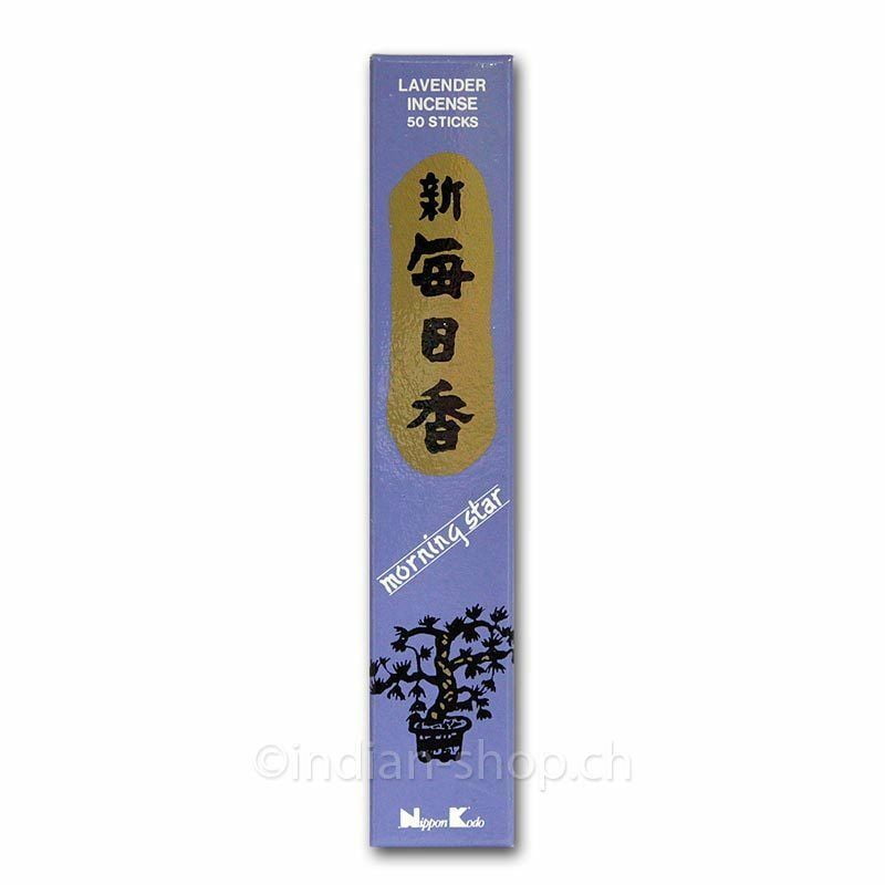 Nippon Kodo Morning Star Incense with Holder, 50 Sticks Lavender