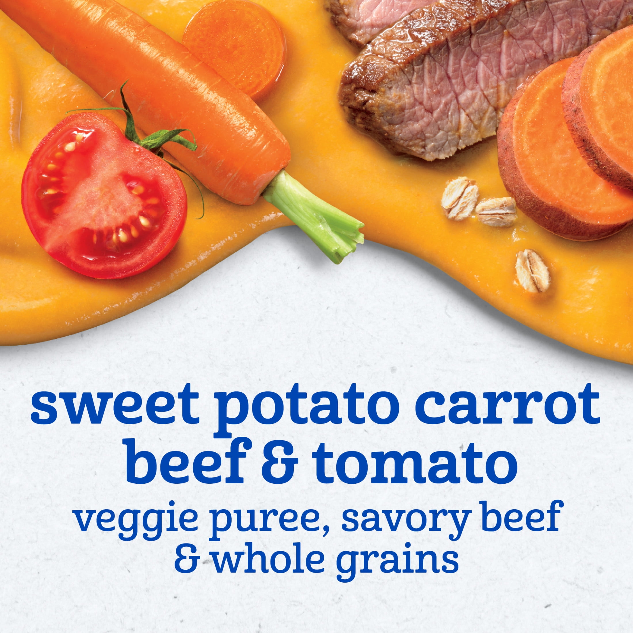(12 pack) Gerber Stage 2 Baby Food, Sweet Potato Carrot Beef & Tomato, Baby Food Pouches, Puree 3.5 oz