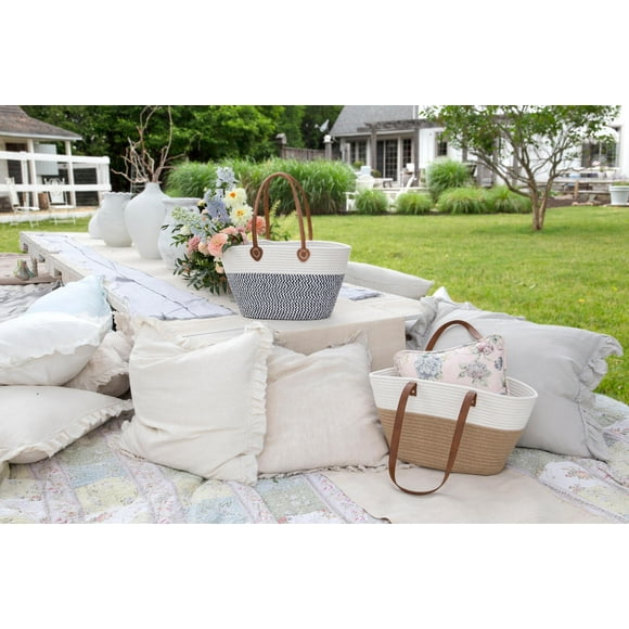 JUTE AND WHITE MARKET BAG